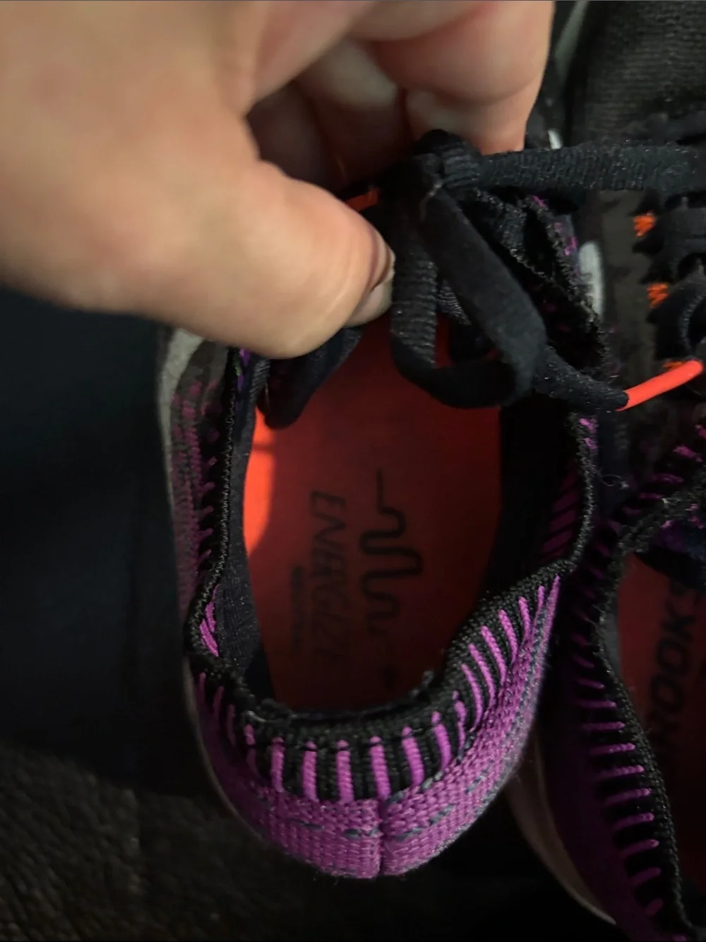 Brooks Black Knit Running Shoes with Purple and Coral Accents